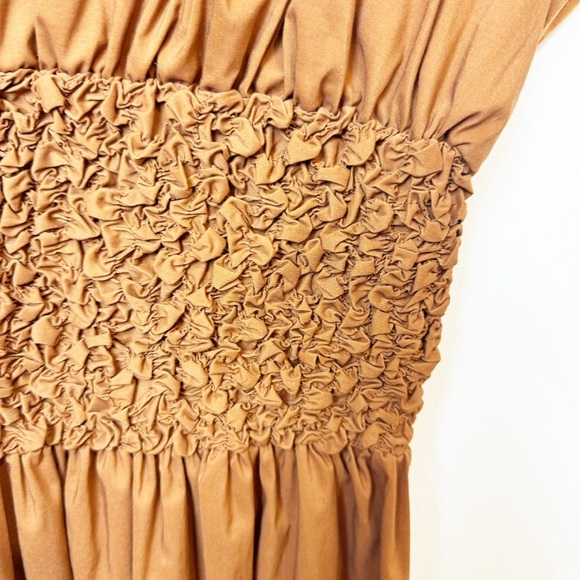 Fashion | Count Your Blessings Smocked Maxi Dress in Brown Camel - Picture 6 of 12